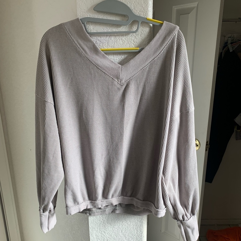 Light Fray waffle Long  sleeve t